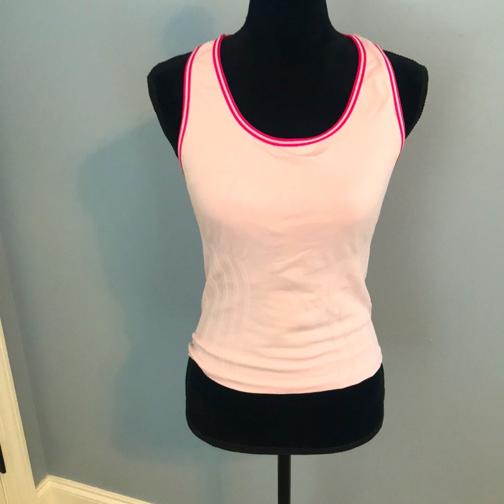 Racer back form fitting tank light Pink with magenta trim